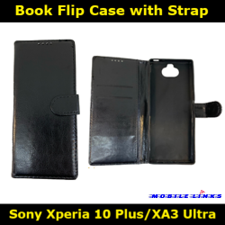 Book Flip Case with Strap For Sony Xperia 10 Plus/XA3 Ultra Slim Fit Look